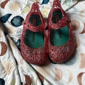 Mini Melissa Campana Glitter Pink Dress Shoes